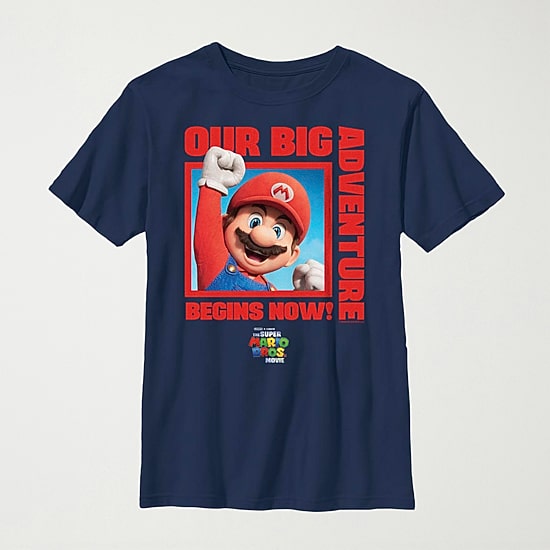 The Super Mario Bros. Movie Little & Big Kid Boys Crew Neck Short Sleeve Regular Fit Super Mario Graphic T-Shirt