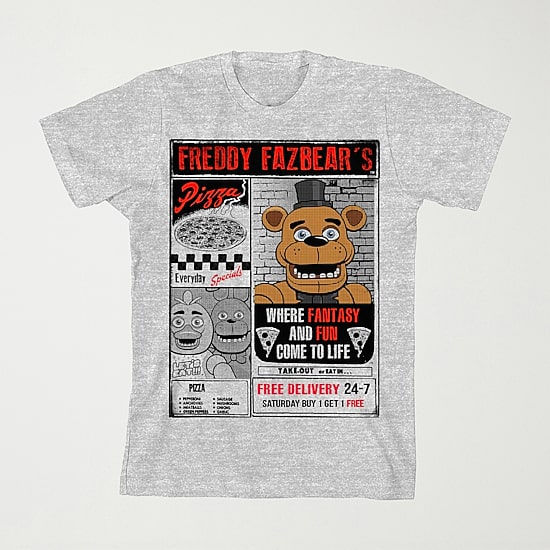 Little & Big Kid Boys Crew Neck Short Sleeve Loose Fit Five Nights at Freddys Graphic T-Shirt
