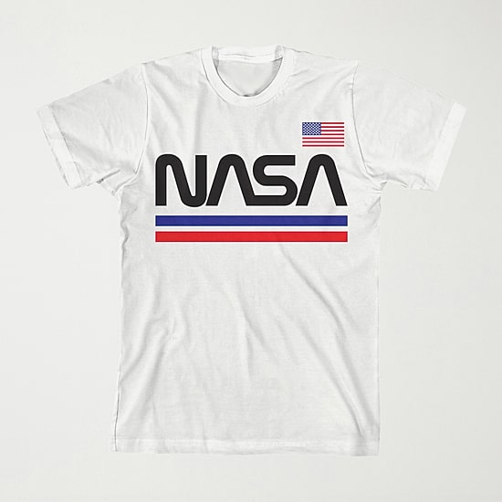 Little & Big Kid Boys Crew Neck Short Sleeve Flag Loose Fit NASA Graphic T-Shirt
