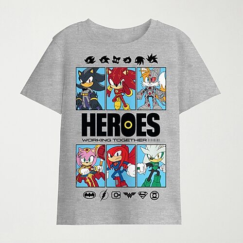 Little & Big Kid Boys Crew Neck Short Sleeve Regular Fit Sonic the Hedgehog Graphic T-Shirt, X-large (18-20), Gray