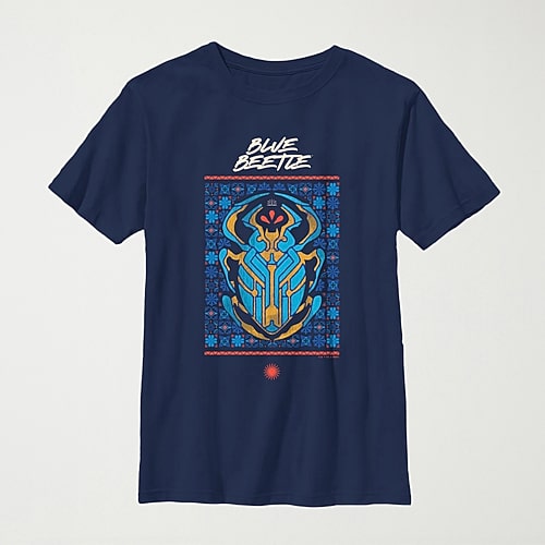 Little & Big Kid Boys Crew Neck Short Sleeve Regular Fit Blue Beetle Graphic T-Shirt, X-large, Blue
