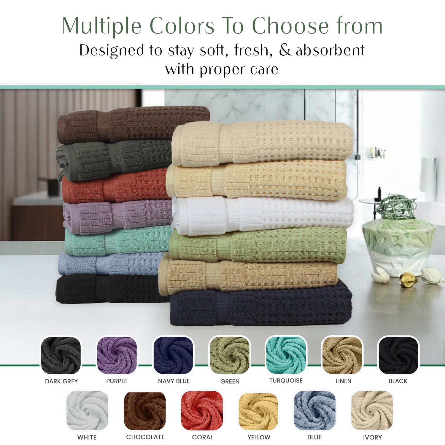 Home Weavers Inc Willow Collection 100% Cotton Zero Twist 12-pc. Quick Dry Bath Towel Set