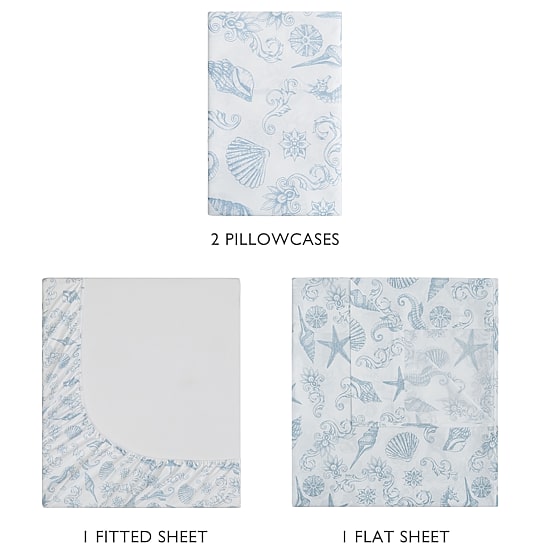 Beatrice Home Fashions Caribbean Joe Coastal 4pc Sheet Set