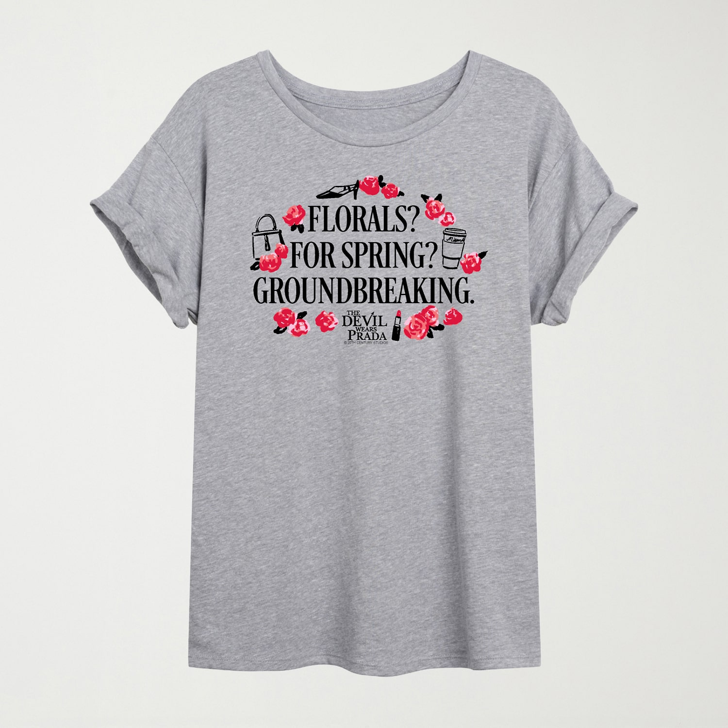 Florals For Spring Womens Juniors Crew Neck Short Sleeve Oversized Graphic T-Shirt