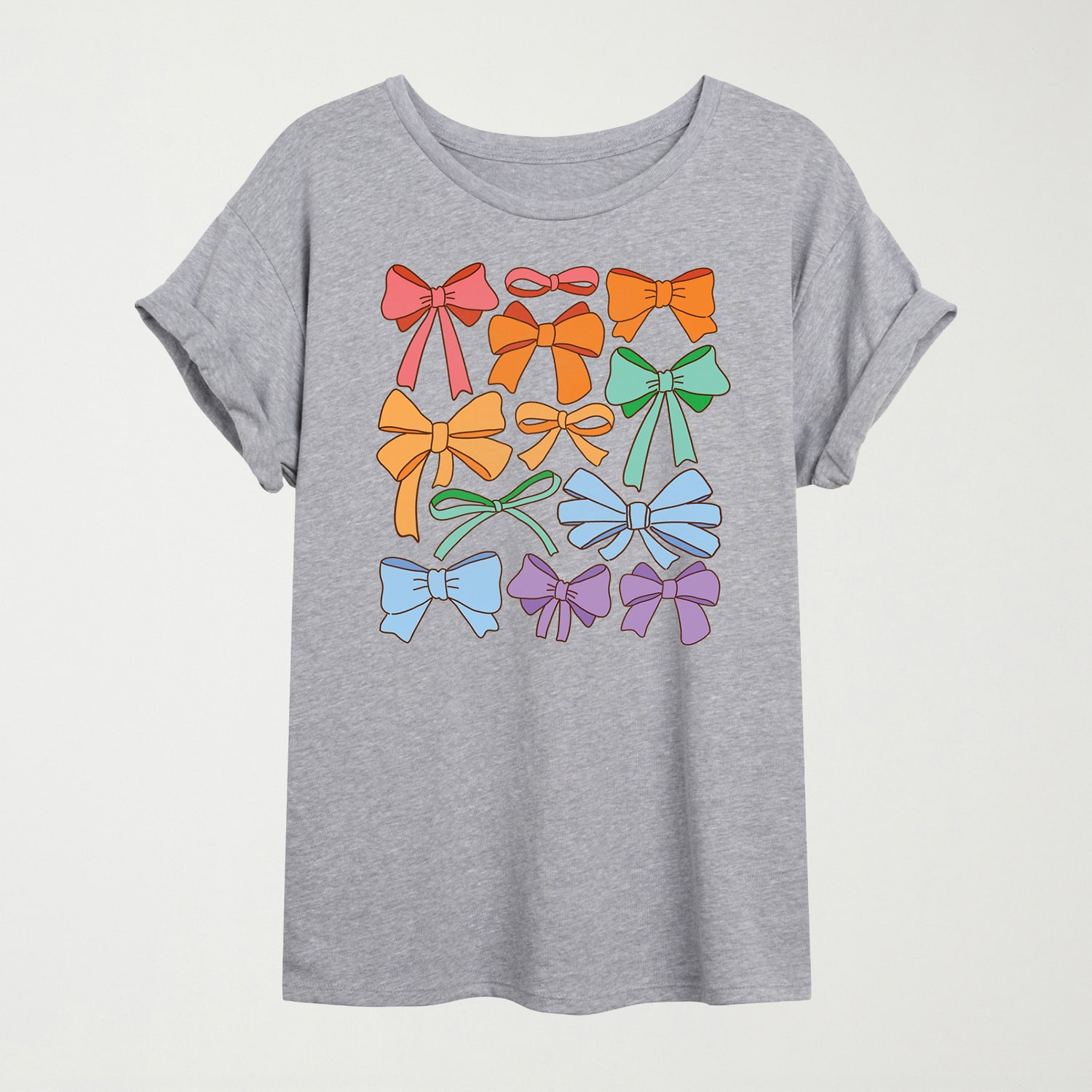 Pride Coquette Bows Womens Juniors Crew Neck Short Sleeve Oversized Graphic T-Shirt