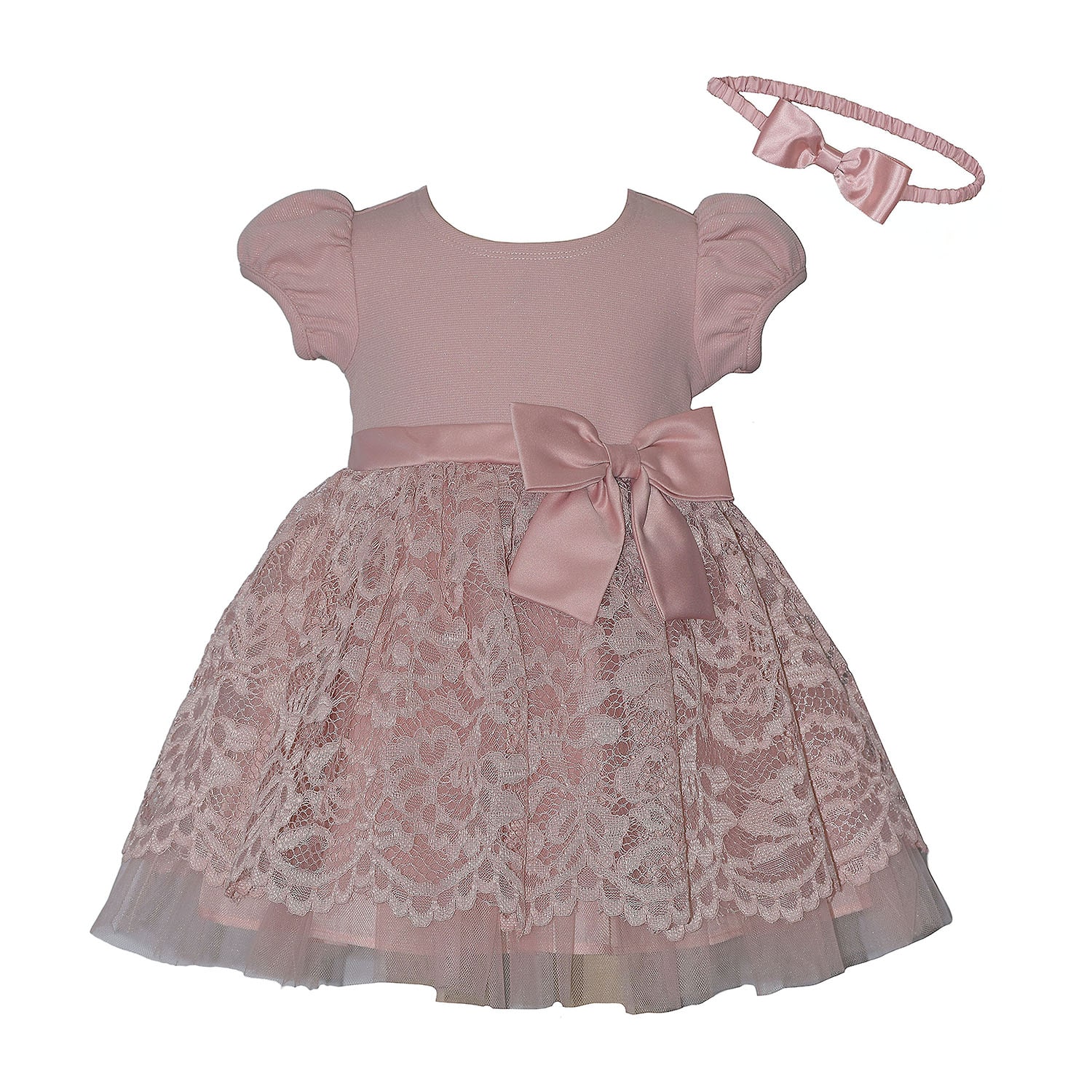 Bonnie Jean Baby Girls Short Sleeve Puffed Empire Waist Dress