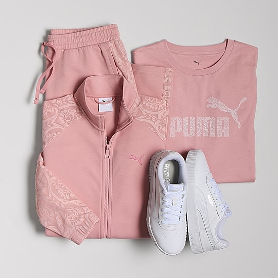 PUMA Womens Stretch Fabric Lace Wide Leg Relaxed Fit Track Pant