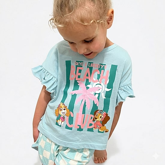 Grayson Little Toddler Girls Crew Neck Short Sleeve Regular Fit Paw Patrol Graphic T-Shirt
