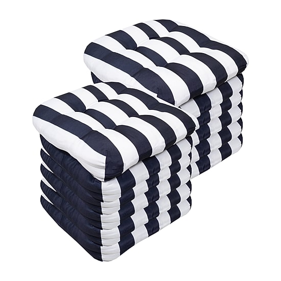Sweet Home Collection™ Havana Stripe Patio Cushions Indoor/Outdoor Reversible Chair Pads Tufted 19" x 19"