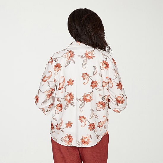 Alfred Dunner Spice Market Womens 3/4 Sleeve Layered Top