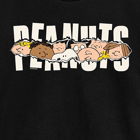 Ripped Logo Cropped Womens Juniors Crew Neck Short Sleeve Classic Fit Peanuts Snoopy Graphic T-Shirt