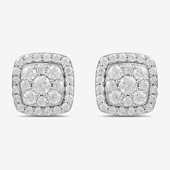 (G / I1) 1 CT. T.W. Lab Grown White Diamond 10K Gold 9.5mm Cushion Stud Earrings