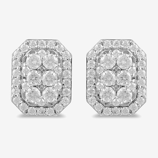 (G / I1) 1 CT. T.W. Lab Grown White Diamond 10K Gold 11.3mm Stud Earrings