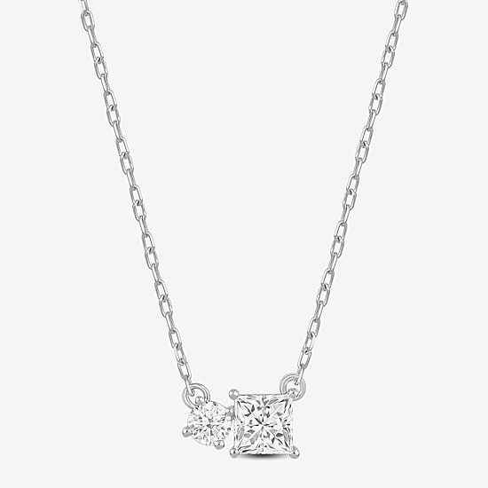 (F / Si2) Womens 1/2 CT. T.W. Lab Grown White Diamond 10K Gold 18 Inch Pendant Necklace