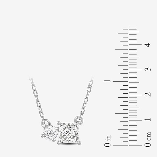 (F / Si2) Womens 1/2 CT. T.W. Lab Grown White Diamond 10K Gold 18 Inch Pendant Necklace