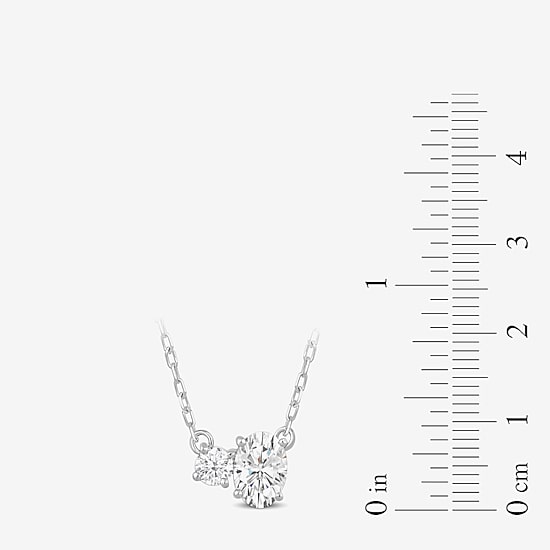 (F / Si2) Womens 1/2 CT. T.W. Lab Grown White Diamond 10K Gold 18 Inch Pendant Necklace