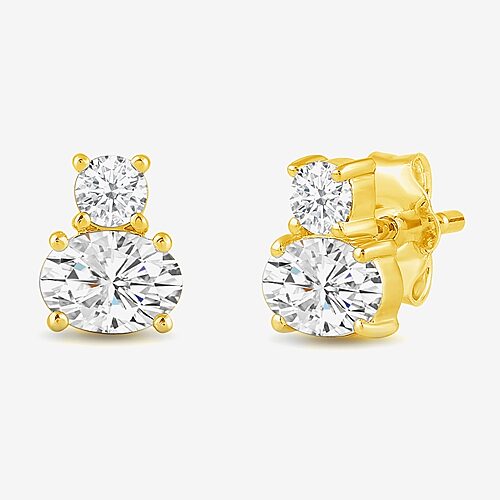 (F / Si2) 1 CT. T.W. Lab Grown White Diamond 10K Gold 7.2mm Stud Earrings, One Size, Yellow