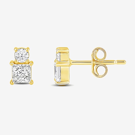 (F / Si2) 1 CT. T.W. Lab Grown White Diamond 10K Gold 7mm Stud Earrings