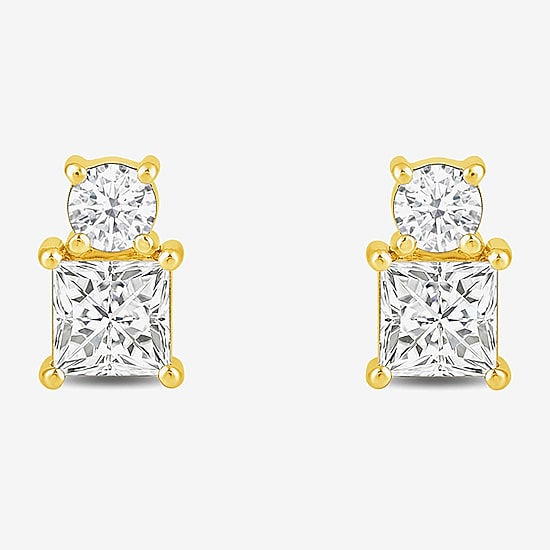 (F / Si2) 1 CT. T.W. Lab Grown White Diamond 10K Gold 7mm Stud Earrings