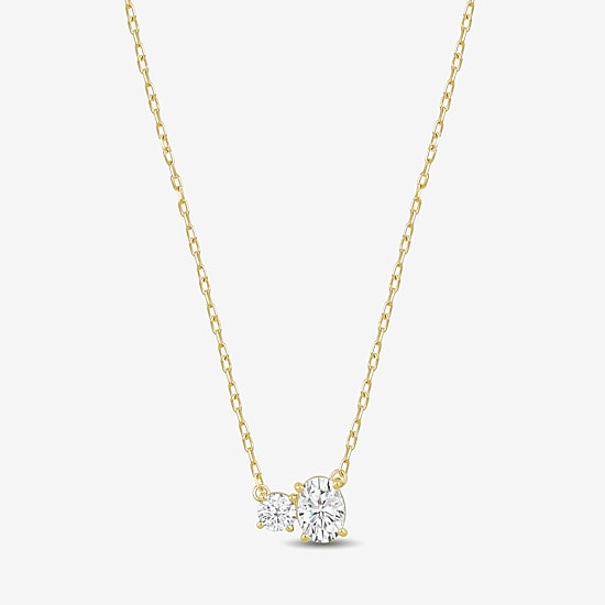 (F / Si2) Womens 1 CT. T.W. Lab Grown White Diamond 10K Gold 18 Inch Pendant Necklace