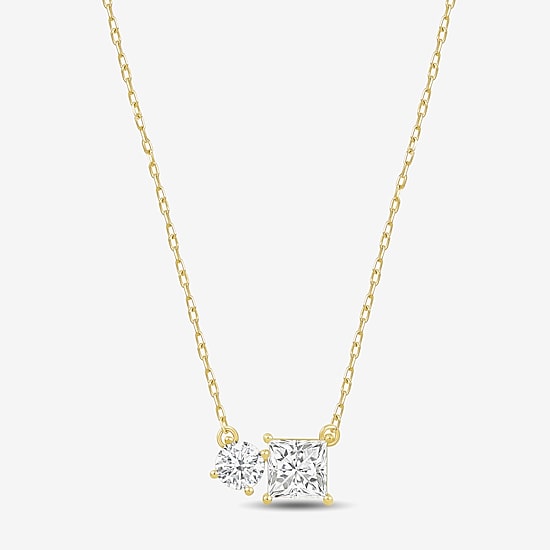(F / Si2) Womens 1 CT. T.W. Lab Grown White Diamond 10K Gold 18 Inch Pendant Necklace