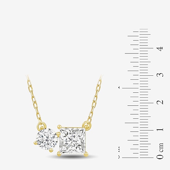 (F / Si2) Womens 1 CT. T.W. Lab Grown White Diamond 10K Gold 18 Inch Pendant Necklace