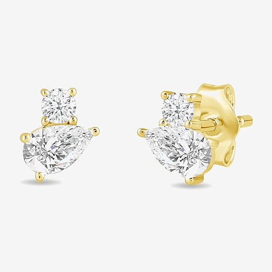 (F / Si2) 1/2 CT. T.W. Lab Grown White Diamond 10K Gold 6.4mm Stud Earrings