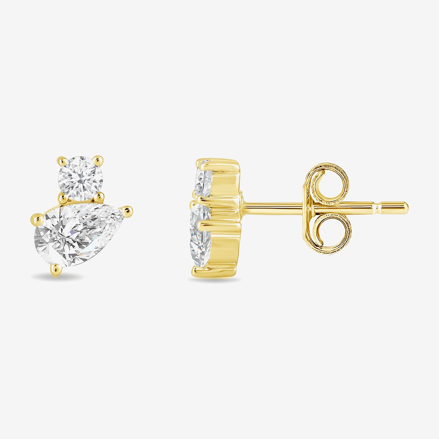 (F / Si2) 1/2 CT. T.W. Lab Grown White Diamond 10K Gold 6.4mm Stud Earrings