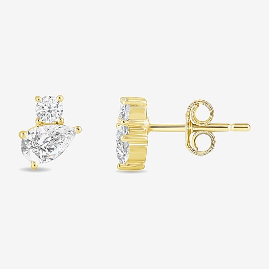 (F / Si2) 1/2 CT. T.W. Lab Grown White Diamond 10K Gold 6.4mm Stud Earrings
