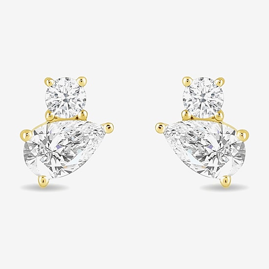 (F / Si2) 1/2 CT. T.W. Lab Grown White Diamond 10K Gold 6.4mm Stud Earrings