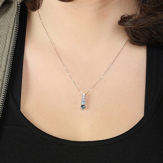 Womens Genuine Semi Precious Stone Sterling Silver Pendant Necklace