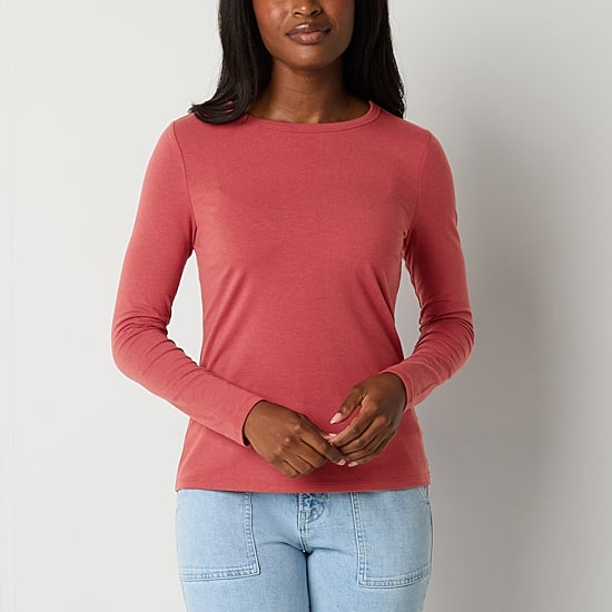 a.n.a Womens Crew Neck Long Sleeve T-Shirt