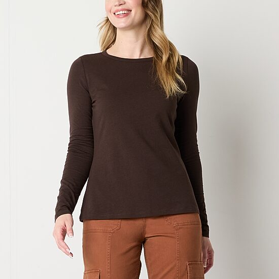 a.n.a Womens Crew Neck Long Sleeve T-Shirt