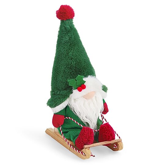 North Pole Trading Co. 11in Sled Christmas Gnome