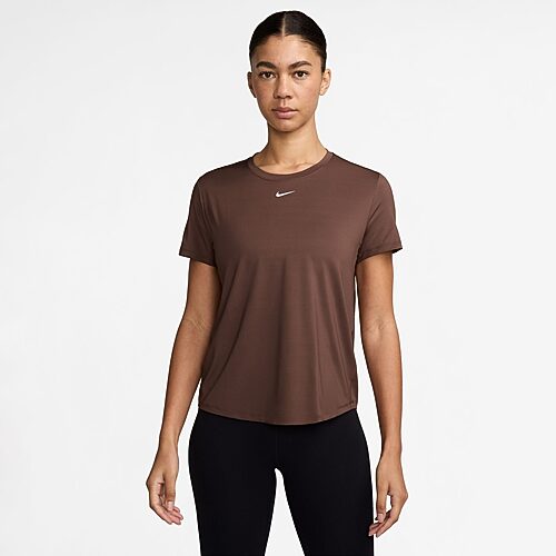 Nike Womens Crew Neck Short Sleeve Quick Dry Active T-Shirt, Medium, Brown