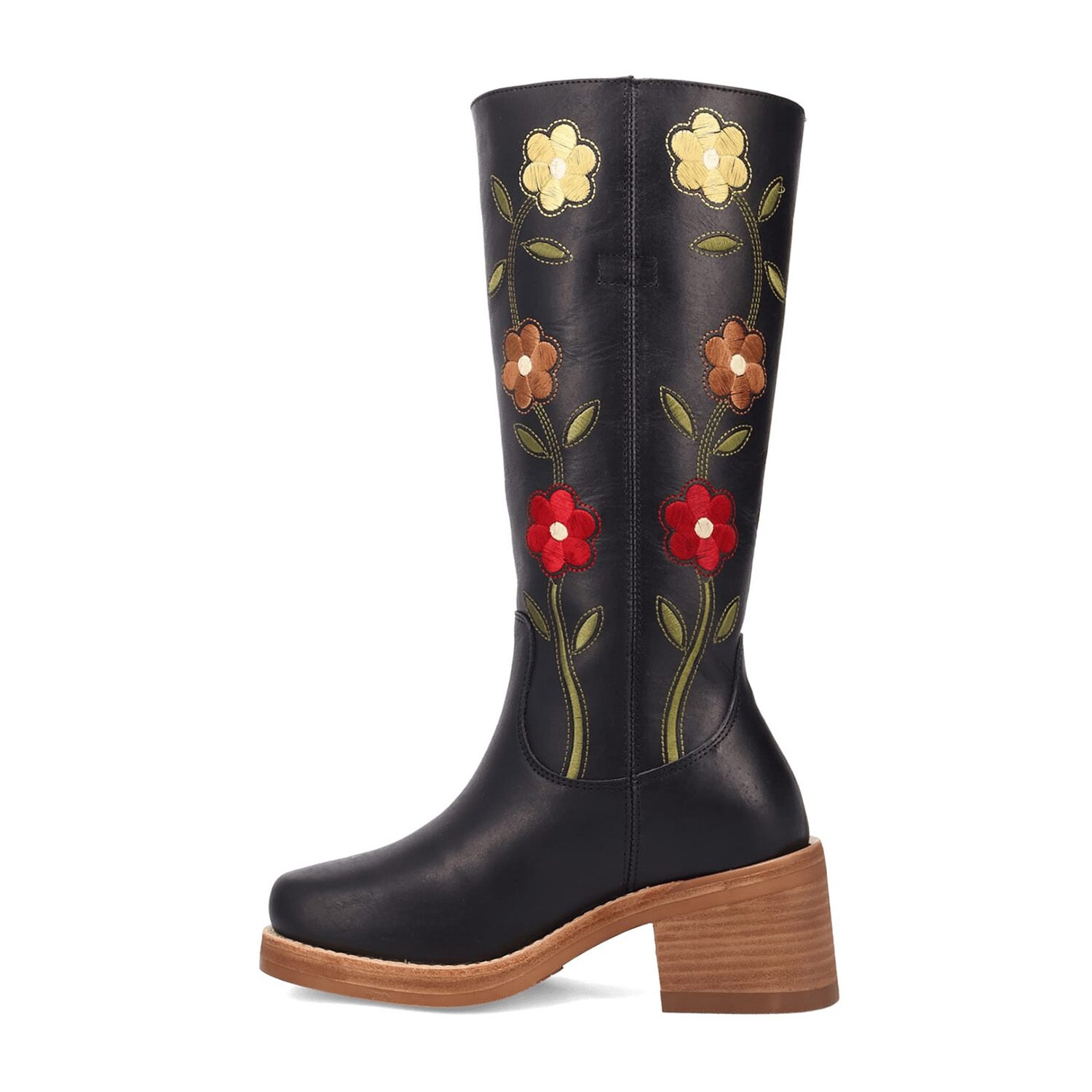 Dingo Womens Bloom Leather Boot Block Heel Cowboy Boots
