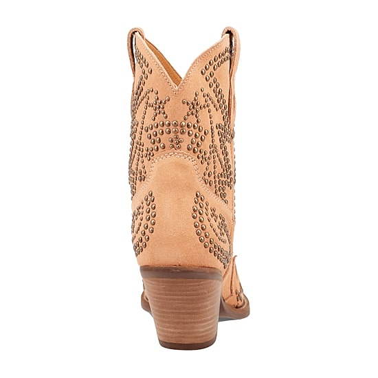 Dingo Womens Seein' Stars Suede Leather Bootie Stacked Heel Cowboy Boots