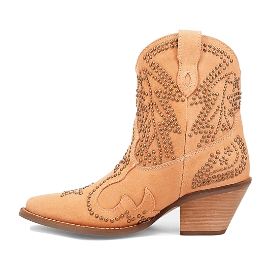 Dingo Womens Seein' Stars Suede Leather Bootie Stacked Heel Cowboy Boots