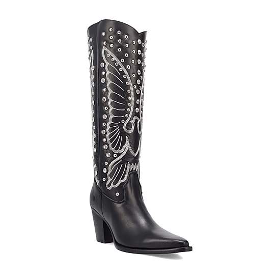 Dingo Womens Diamonds Forever Leather Boot Block Heel Cowboy Boots