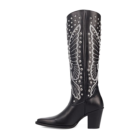 Dingo Womens Diamonds Forever Leather Boot Block Heel Cowboy Boots