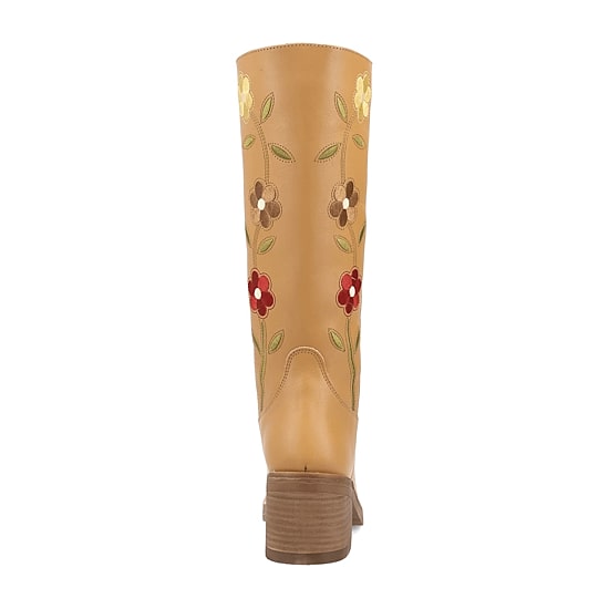 Dingo Womens Bloom Leather Boot Block Heel Cowboy Boots