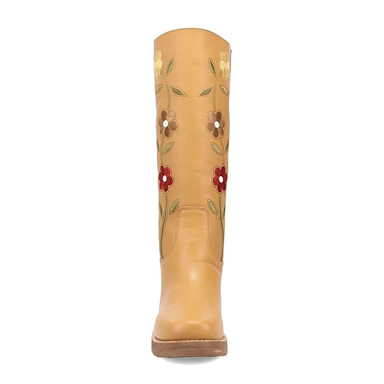 Dingo Womens Bloom Leather Boot Block Heel Cowboy Boots