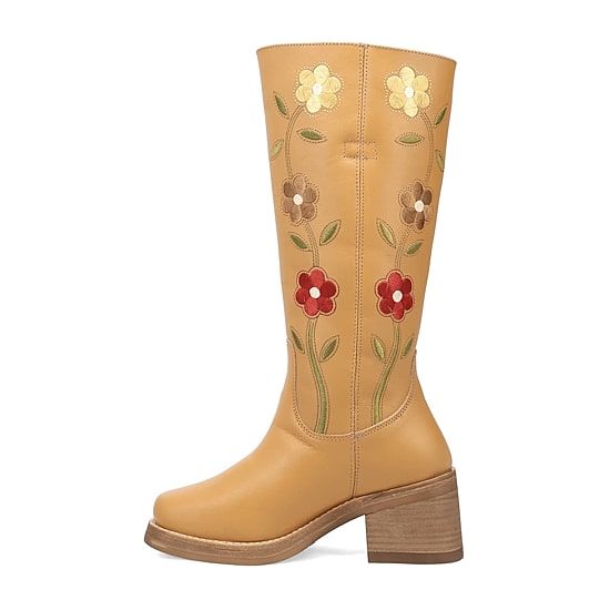 Dingo Womens Bloom Leather Boot Block Heel Cowboy Boots