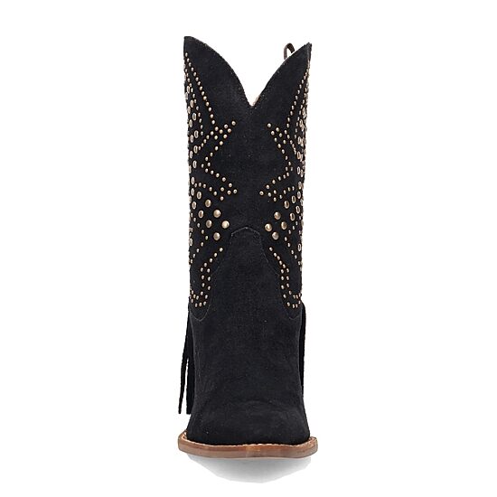 Dingo Womens Star Power Suede Leather Bootie Stacked Heel Cowboy Boots