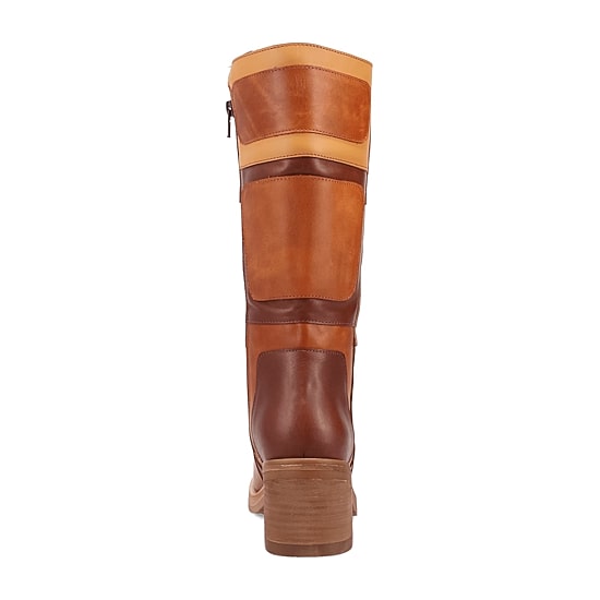Dingo Womens Patches Leather Boot Stacked Heel Cowboy Boots