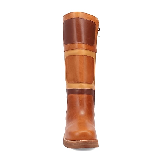 Dingo Womens Patches Leather Boot Stacked Heel Cowboy Boots