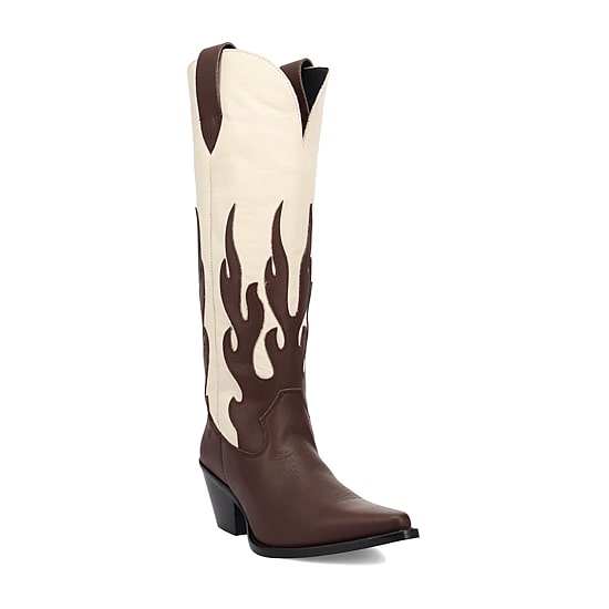 Dingo Womens Burnin' Love Leather Boot Block Heel Cowboy Boots