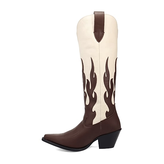 Dingo Womens Burnin' Love Leather Boot Block Heel Cowboy Boots