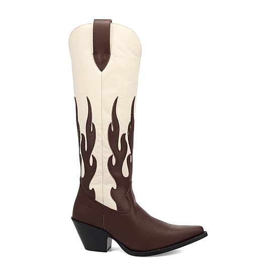 Dingo Womens Burnin' Love Leather Boot Block Heel Cowboy Boots
