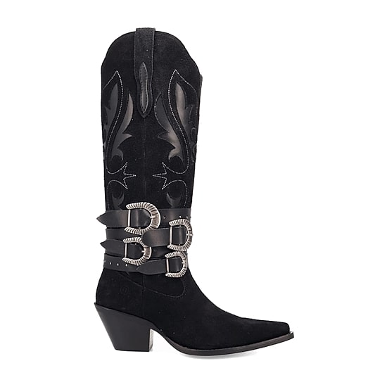 Dingo Womens Buck Wild Suede Leather Boot Block Heel Cowboy Boots